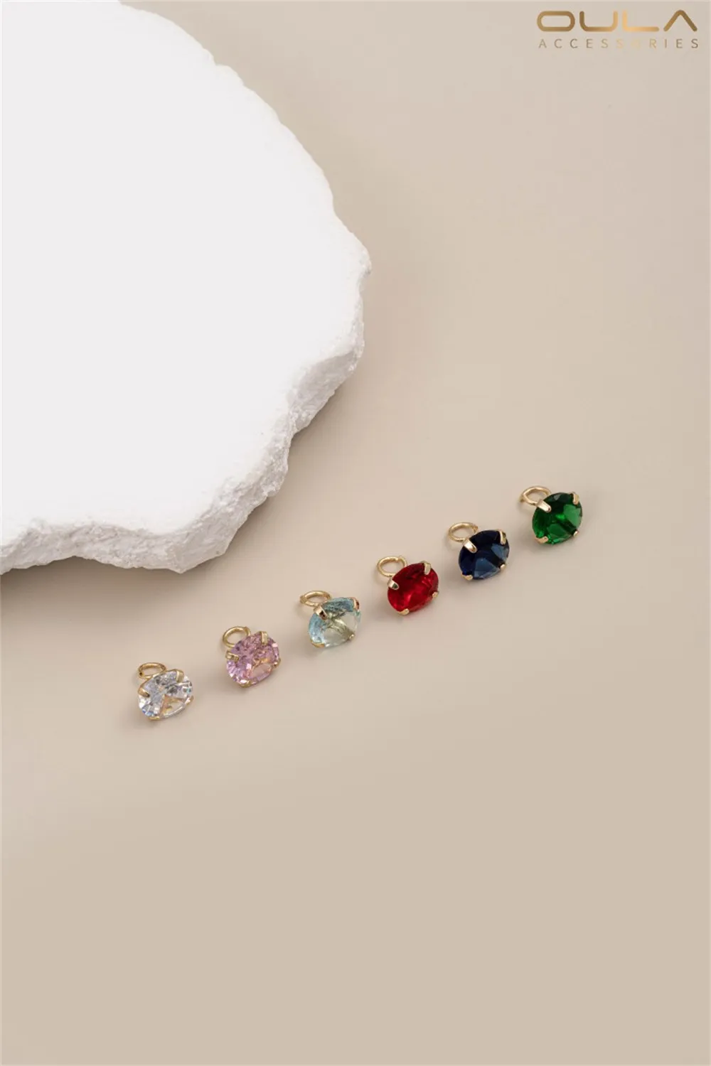 

1pcs 14K Gold-plated 7mm Single Colored Zirconium Pendant, Diy Zircon Small Pendant Bracelet, Necklace Accessory