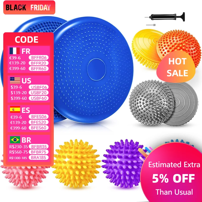 Wobble Cushion Balance Disc Balance Pods Spiky Massage Balls Sensory Wiggle Seat with Pump Inflatable Stepping Pads Dropshipping