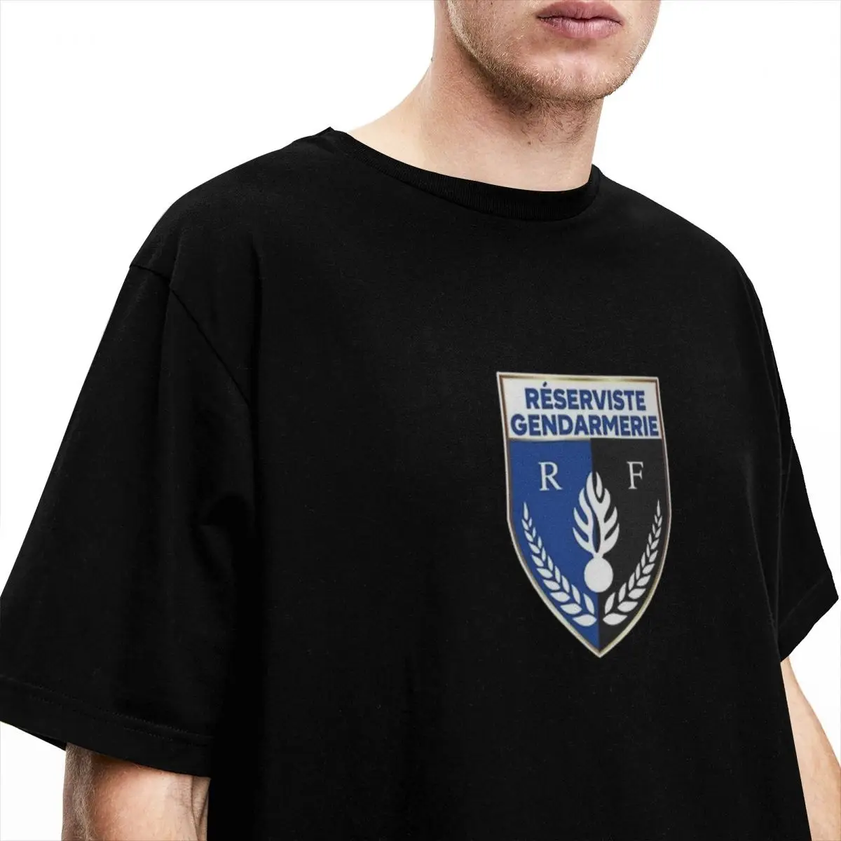 National Gendarmerie T Shirt Summer Police Reservist Insignia Vintage T Shirts Cotton Tee Shirt For Men Short Sleeve Casual Tees