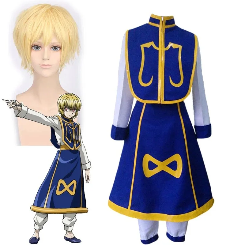 Anime Manga Jager X Hunter Cosplay Kostuum Kurapika Kettingen Ring Oorbel Shirt Pruik Halloween Kerstfeest Pak Uniform