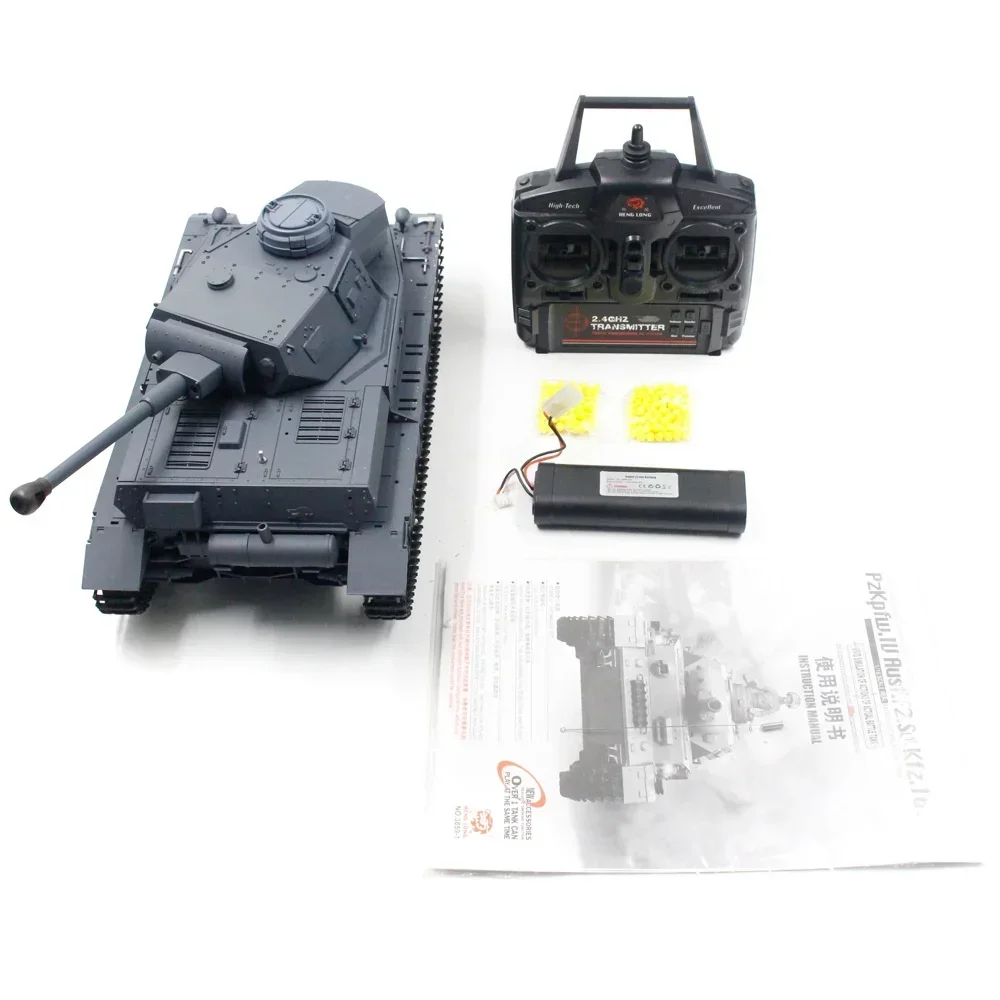 Tanque Médio de Controle Remoto Para Crianças, Henglong, Alemanha, IV, Simulação F2, Suporte de Tanque, Multifunções, Tanque de Batalha, Carro Modelo, Brinquedo