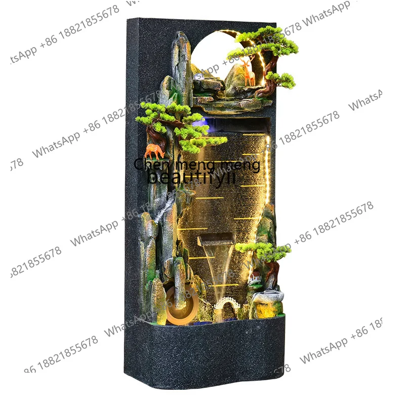 Rockery Water Curtain Wall Fountain Opening Gift Floor Screen Decoration Office Fortune Living Room Balcony Decoration