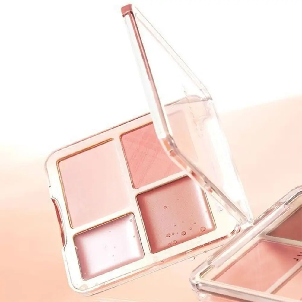 블러쉬 팔레트 4색 핑크 피치 하이라이트 팔레트 매트 확장형 컬러 메이크업 치크 틴트 브라이트닝 페이스 블러셔
