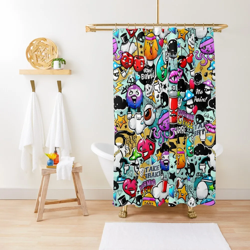 

Coloured graffiti backgroundShower Curtain Curtain Bathroom Fabric Curtains In The Bathroom