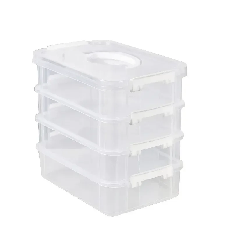 Extra Large 4-Tier Stackable Storage Box with Lid Clear Plastic Organizer Toy Building Block Storage Box