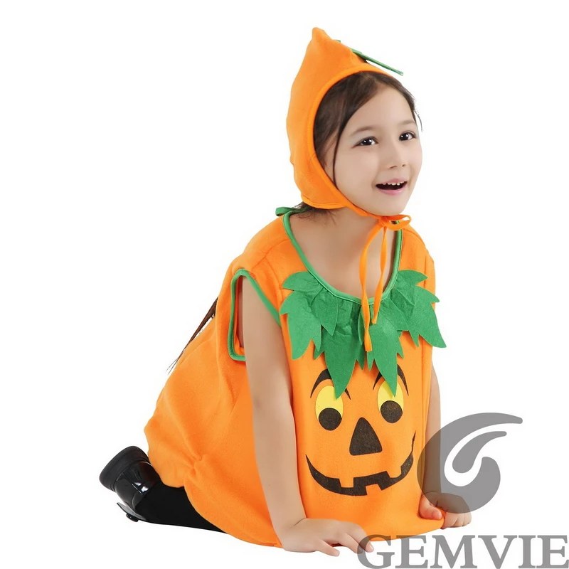 Kids Halloween Pumpkin Cosplay Costume for Toddler Boys Girls Stage Role Play Costumes Fancy Dress Tops+Hat