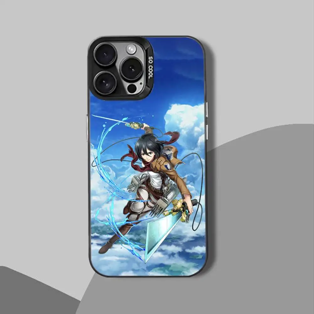 Anime M-Mikasa-ES funda de teléfono genial para iPhone 15,17,12,14,13,16,11,Mini,Max,Air,Plus,Pro,E funda protectora negra