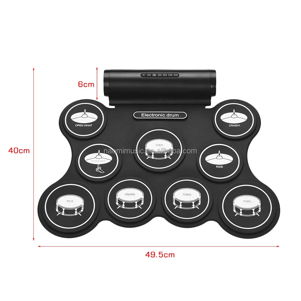 Portable Stereo Digital Electronic 9 Pads Roll Up Drum Kit Silicon Drum Support MIDI Function Built-in Speakers HI-HAT positions