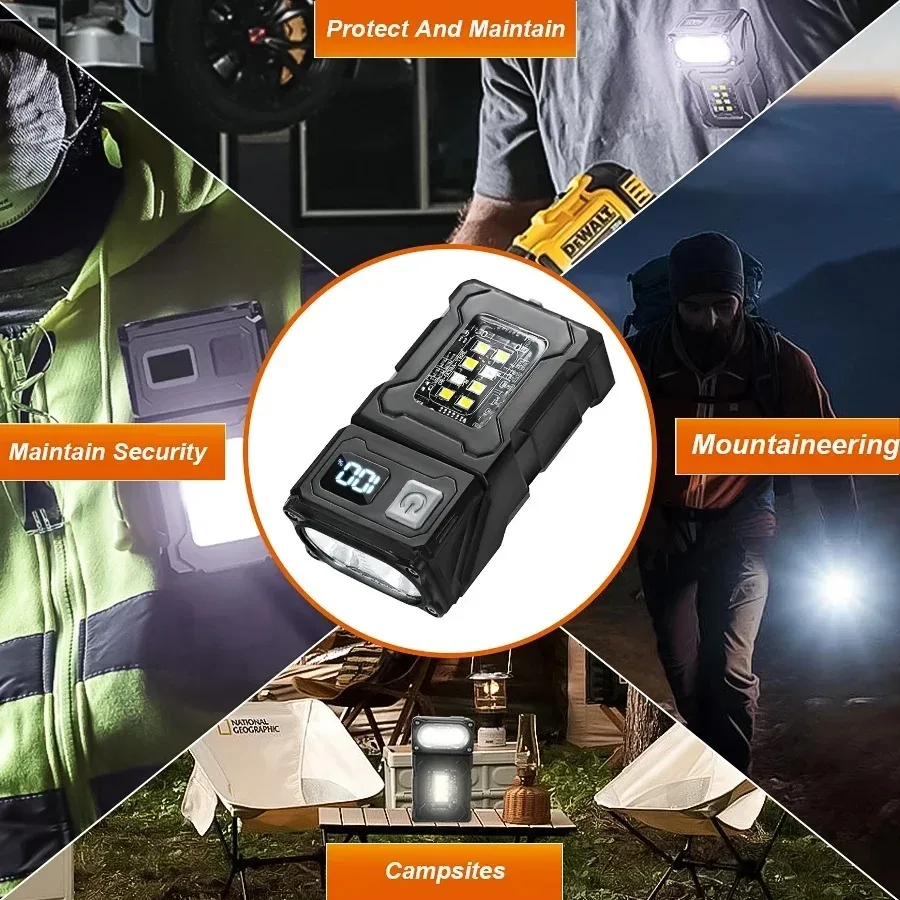 MINI USB Rechargeable LED Flashlight Portable Tail magnet flashlight Super Bright Camping Lantern Side COB emergency light image 2