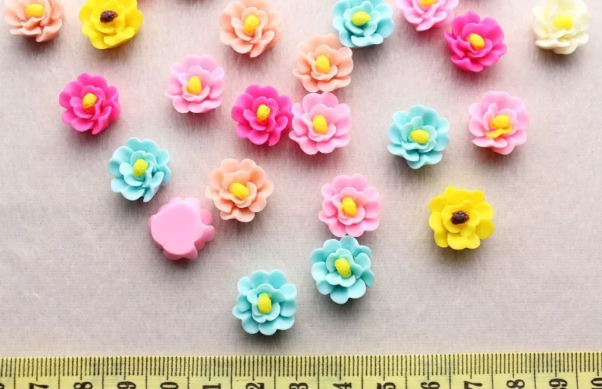 200pcs hand paint matte rose resin flower Decoden Supplies cabochons mixed colors 14mm hand paint matt flower