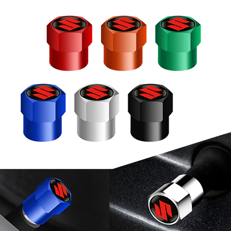 Car Styling 4Pcs Metal Wheel Tire Valve Caps Stem Case For Suzuki Grand Vitara Sx4 Swift Alto Jimny