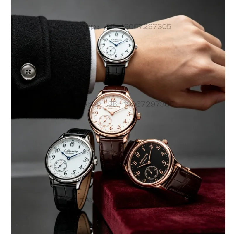 Retro Manual Winding Wristwatch Off‑Set Dial 7‑O'clock Small Second Blued Hands Long Power Mechanical Watch for Men