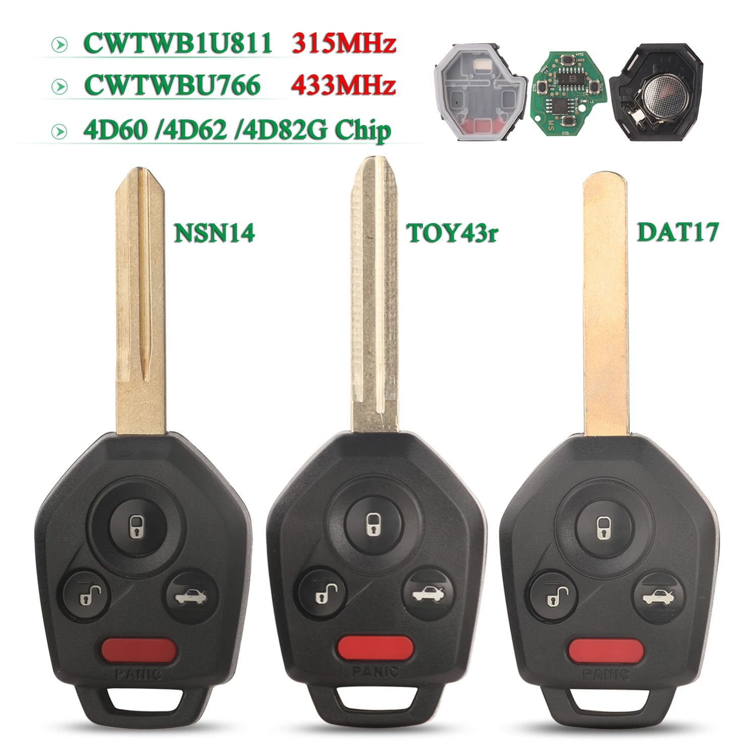 jingyuqin CWTWB1U811 /CWTWBU766 Remote Key 315MHz/433MHz for Subaru Outback Legacy Forester Impreza Tribeca 4D60 4D62 G Chip fob