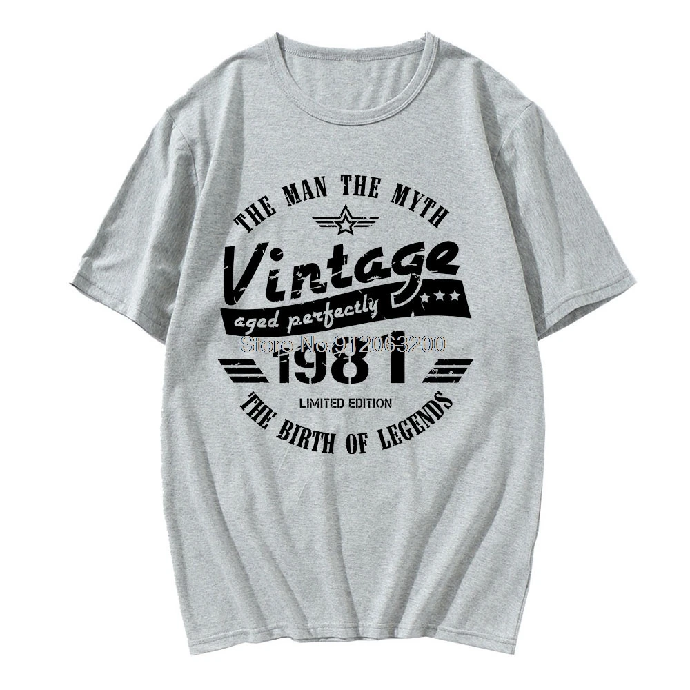 Vintage 1981 Old Printed T-Shirts Funny T Shirt Men's Clothing Oversized Unisex Tops Streetwear Fitness T Shirt