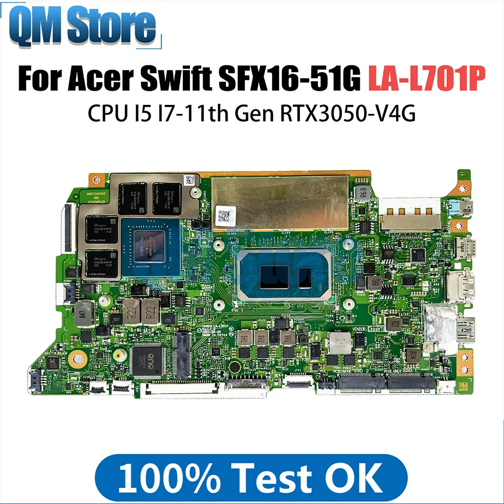 

HH6FH LA-L701P Mainboard For Acer Swift SFX16-51G Laptop Motherboard With I5 I7-11th Gen CPU RTX3050-V4G