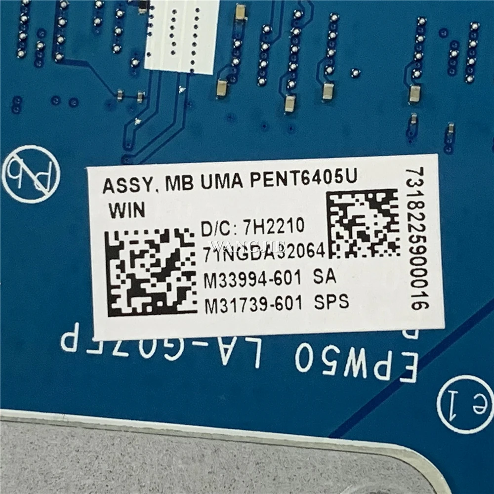 Imagem -05 - Placa-mãe Portátil para hp 15-da M31739601 M31739001 Uma Pent6405u Win Epw50 La-g07fp 100 de Trabalho