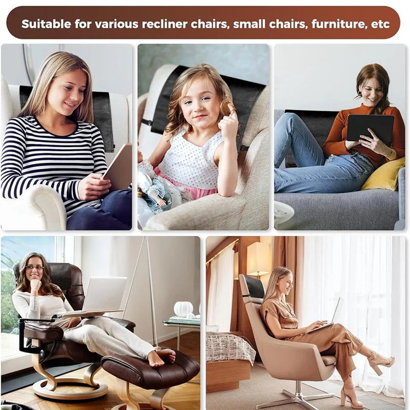 Pokrowiec na zagłówek fotela rozkładanego z imitacji skóry ABUL z elastycznymi paskami, ochraniacz zagłówka fotela rozkładanego, czarny