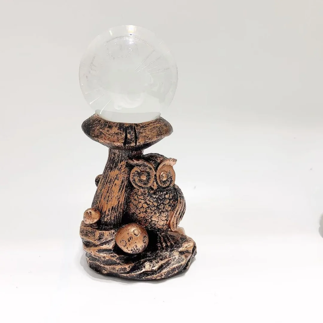 1 قطعة خمسة ألوان من قواعد البومة، قواعد كرة كريستالية من راتينج البومة الفطر، مصنوعات يدوية من الراتنج، ديكورات الأثاث #6