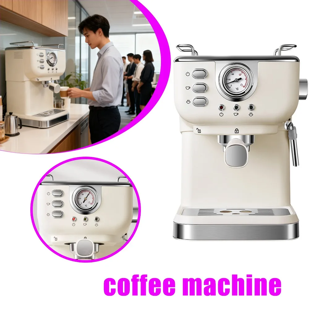 

Milk Frothing Coffee Maker Portable Semi Automatic High Pressure Espresso Steam Machine For Home Office Use Coffee Equipment