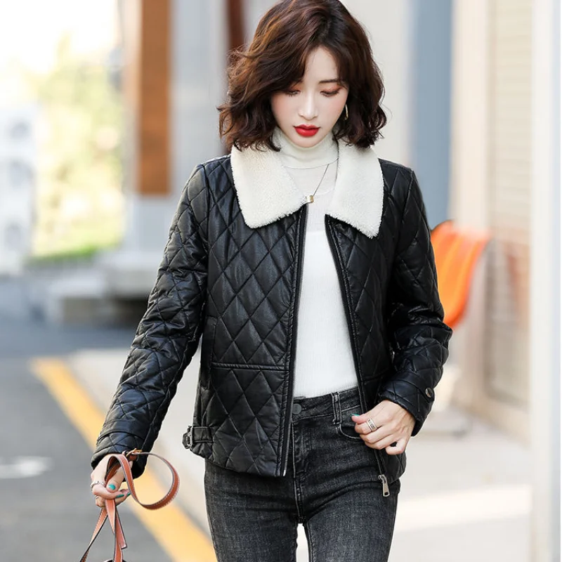 Super Hot Wool Winter Puffer Coat for Women 2024 Coats Woman Jackets Sheepskin Cold Faux Fur Padding Parkas Down Jacket Black Xl