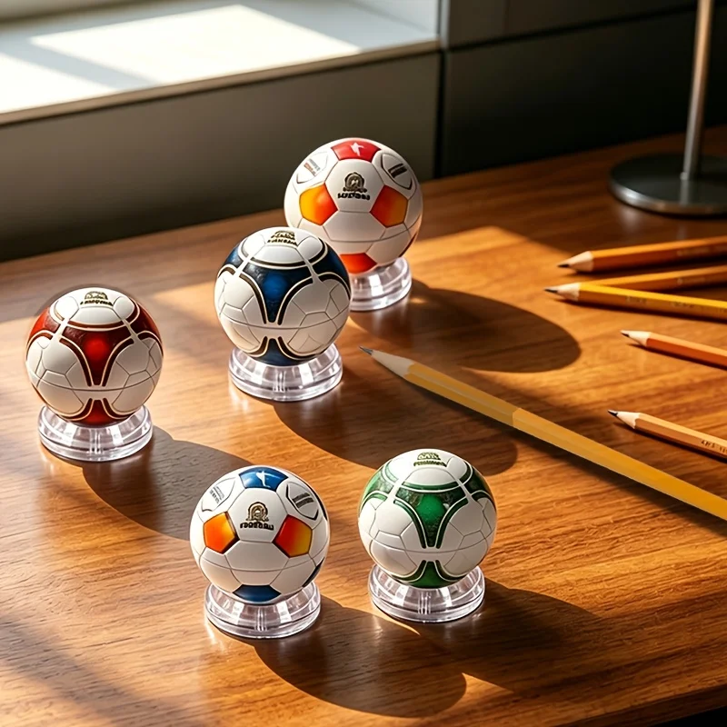 Cute Football Shaped Manual Pencil Sharpener with Cover, 3 Holes for Multi-Size Pencils, Random Color No-Electric Pencil Cutter - view 3