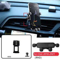 For Honda Civic 10th gen RHD 2016-2021 Car Mobile Phone Holder Horizontally Air Vent GPS Gravity Navigation Bracket Accessories