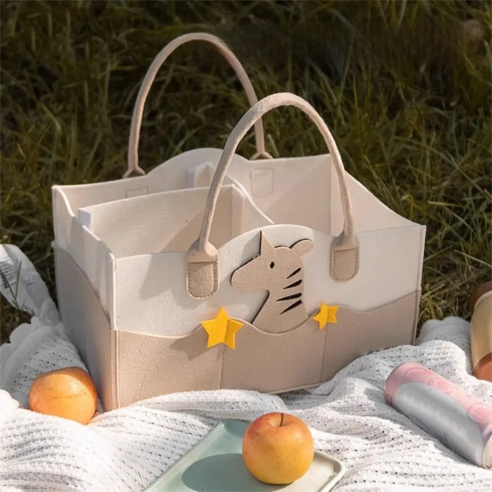 

Органайзер для подгузников из фетра с мультяшным принтом, складной дизайн, корзина для хранения в детской, портативная сумка из нетканого материала