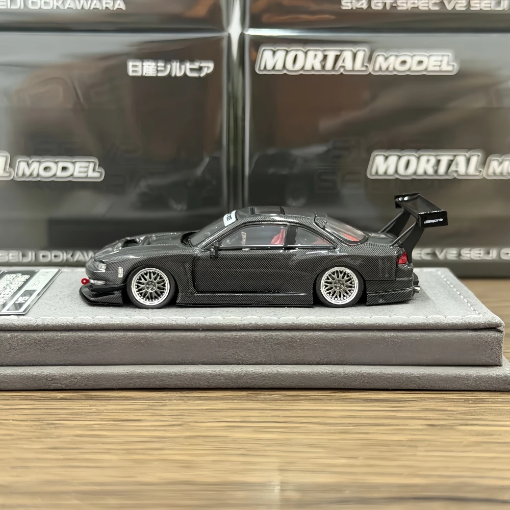 Mortal 1:64 S14 GT SPEC V2 SEIIJI OOKAWARA BLACK CARBON Dieacst Model Car