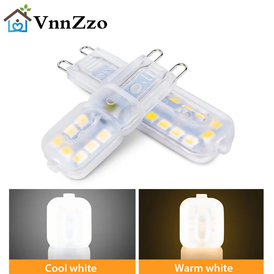 VnnZzo Mini G9 LED 3W 5W 2835 SMD Lampada Corn Light Bulb 220V 240V 14 22 SMD Dimmable LED Lamp Chandelier Replace Halogen