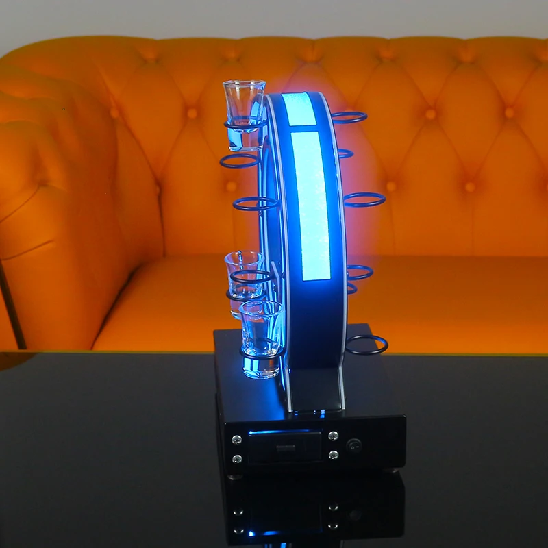 

LED Luminous 'Q' Letter Shot Glass Rack Stainless Steel Stylish Cocktail Glass Holder for Bar Nightclub