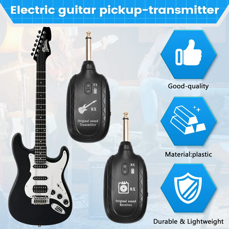 8X Wireless Guitar System Wireless Guitar Transmitter Receiver For Electric Guitar Bass Violin