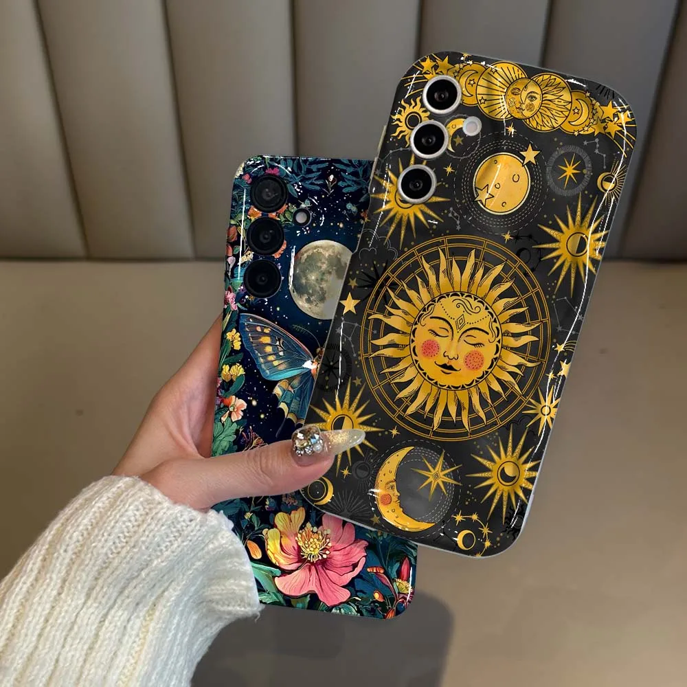 

Sun Butterfly Pattern For Samsung Galaxy A73 A53 A25 A34 A51 A54 A35 A55 A33 A56 A04 4G 5G Feilin Wave Oil Shell Phone Case