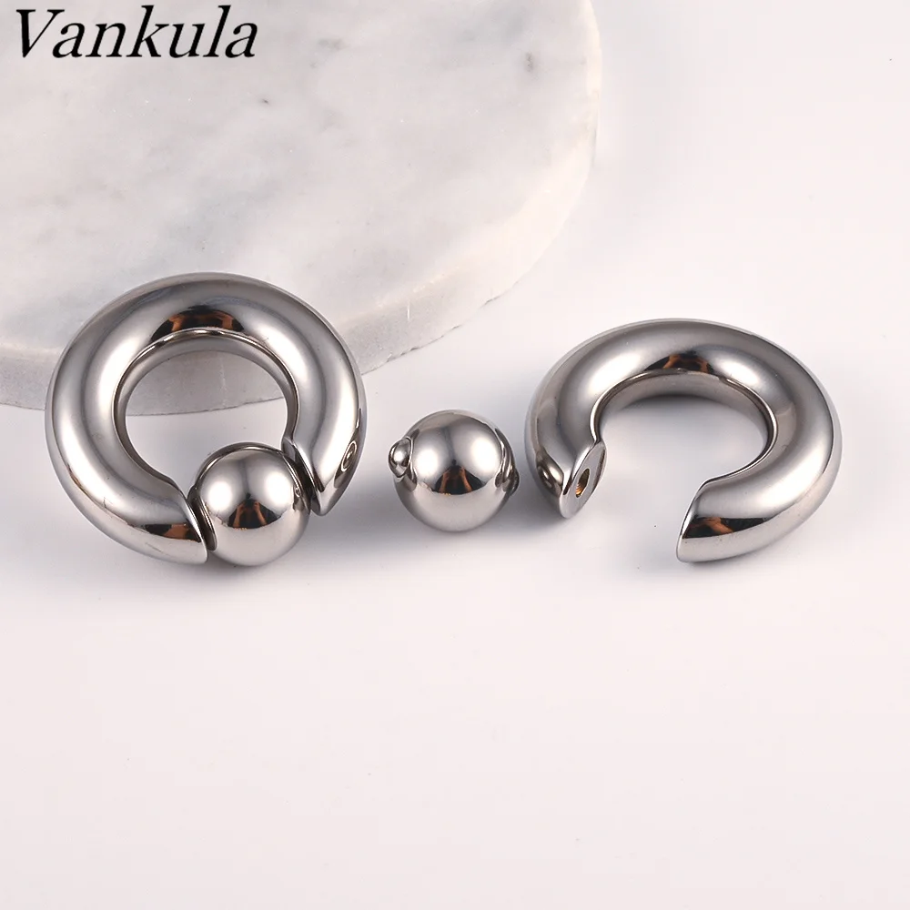 Vankula 2pcs Ear Plug Tunnels 316L Stainless Steel Piercing Captive Hoop Ear Gauges Weights for Flesh Piercing  Body Jewelry