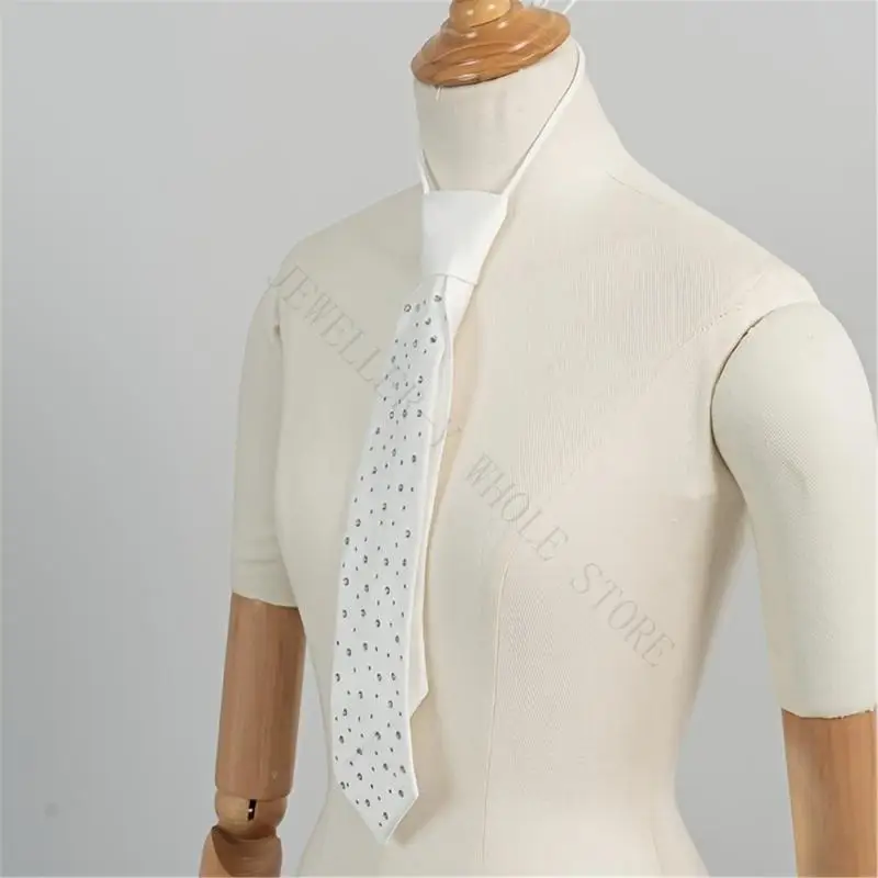 R7UF Sparkling Rhinestones Accented Satins Tie Neckwear For Hosts And Presenters