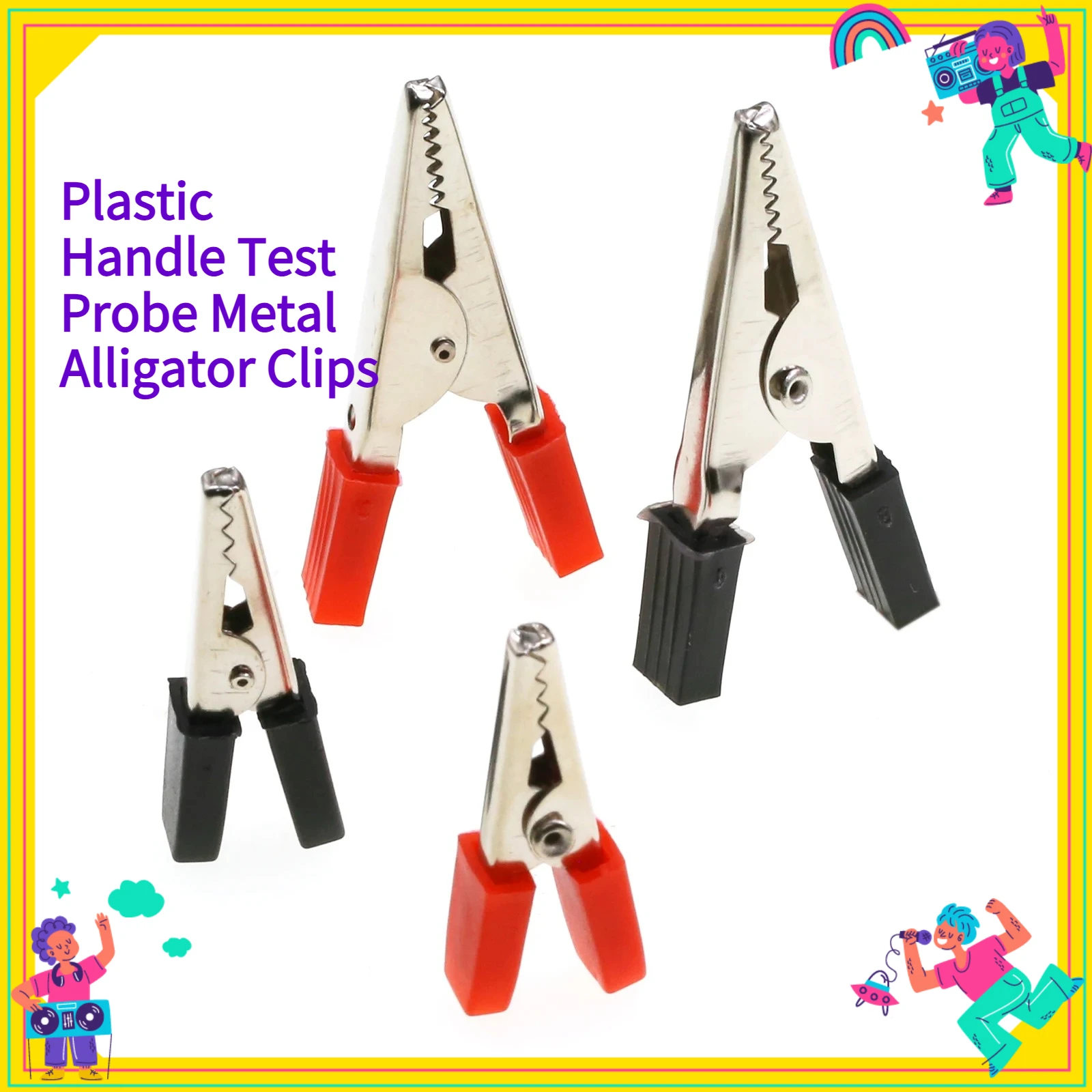 10PCS/lot 35mm/50mm Plastic Handle Test Probe Metal Alligator Clips Wire Connector Terminal Block Electric Connector Set