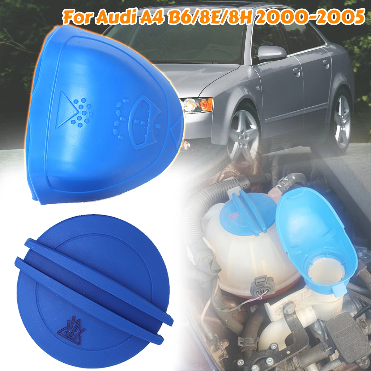 Car Engine Coolant Recovery Tank Cap Lid Wiper Washer Fluid Reservoir Tank Bottle Cover Lid For Audi A4 B6 8E 8H 2000 2001-2005