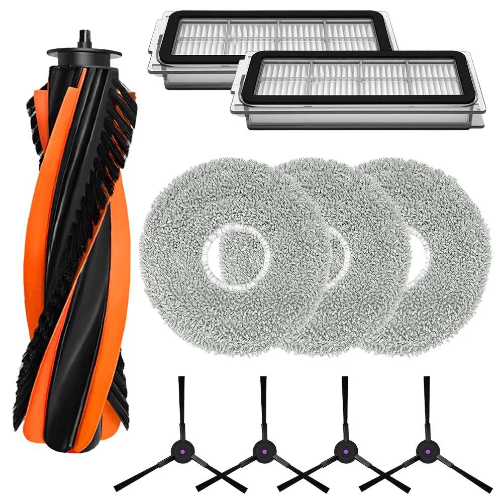 Para Cecotec Para Conga X70 Conjunto de peças de aspirador de pó robótico (1 escova principal, 4 escovas laterais, 2 filtros, 3 esfregões)