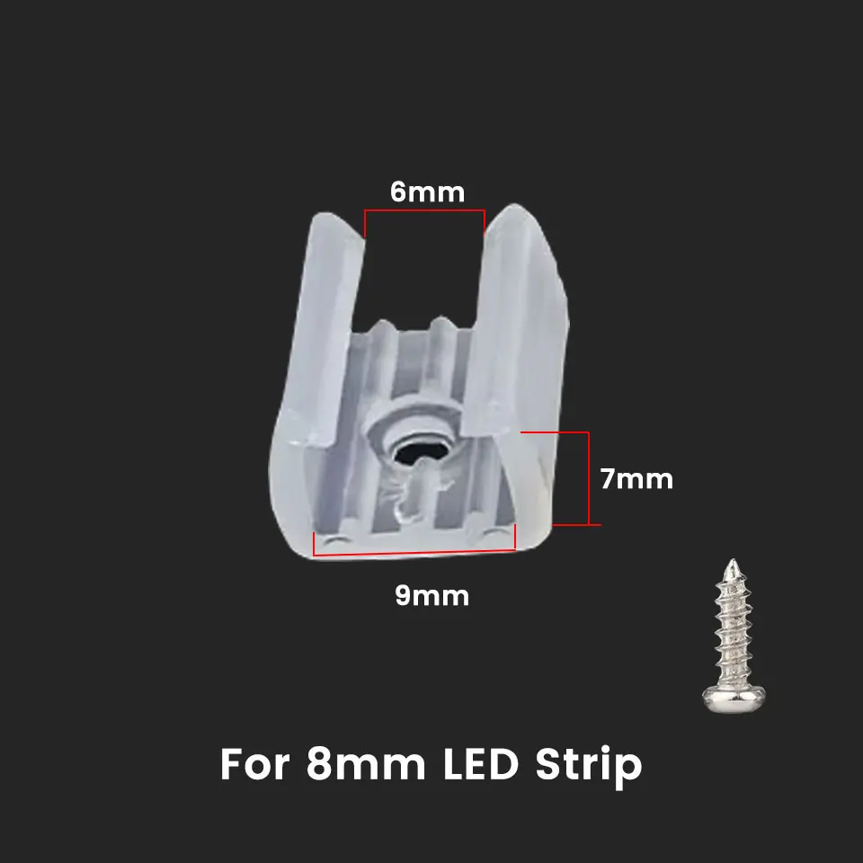 Conector de Clips de fijación para tira de LED, 6mm, 8mm, 12mm y 15mm, con tornillos para fijar 2835 COB de neón/accesorios de hebilla de plástico