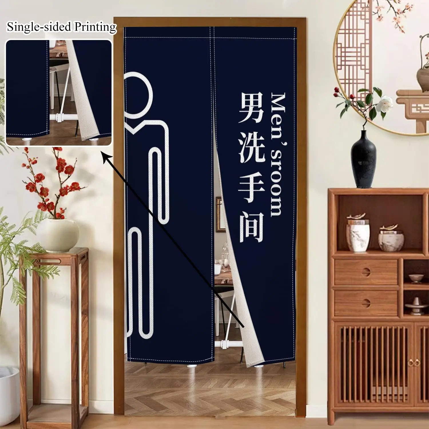 Modern Noren Doorway Curtain Japanese Long Style Curtains Doorway Men's Room Prints Window Treatment Door Tapestry Polyester for