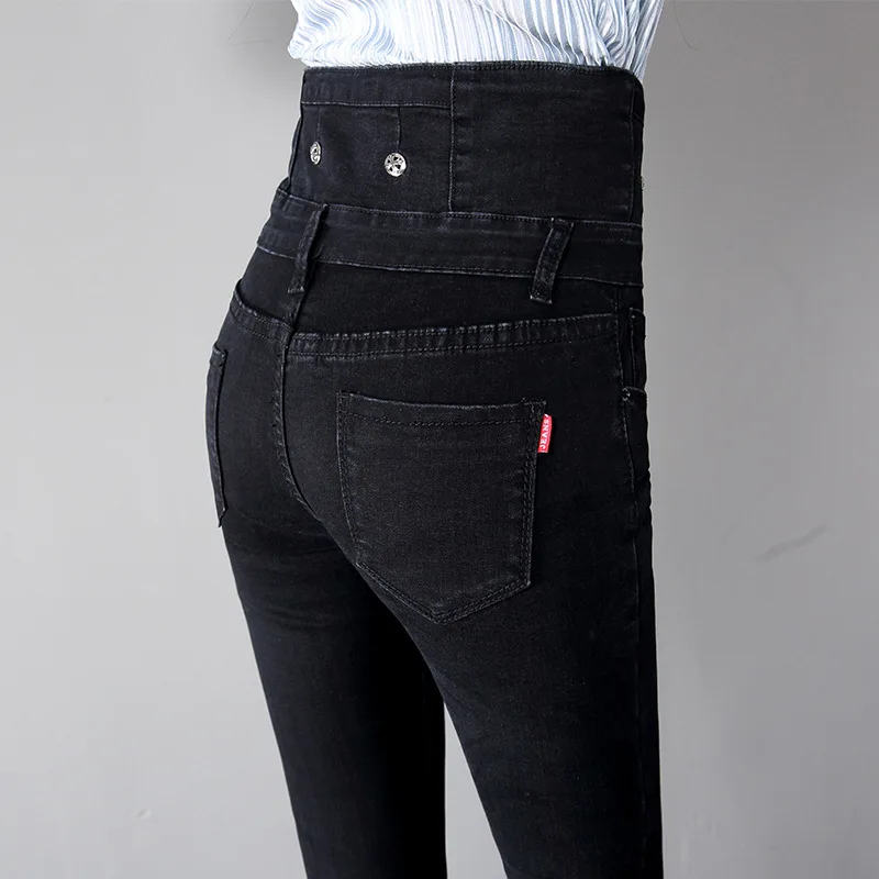 Pantalones pitillo de cintura alta para mujer, Jeans ajustados informales, pantalones Cargo de cintura alta, moda