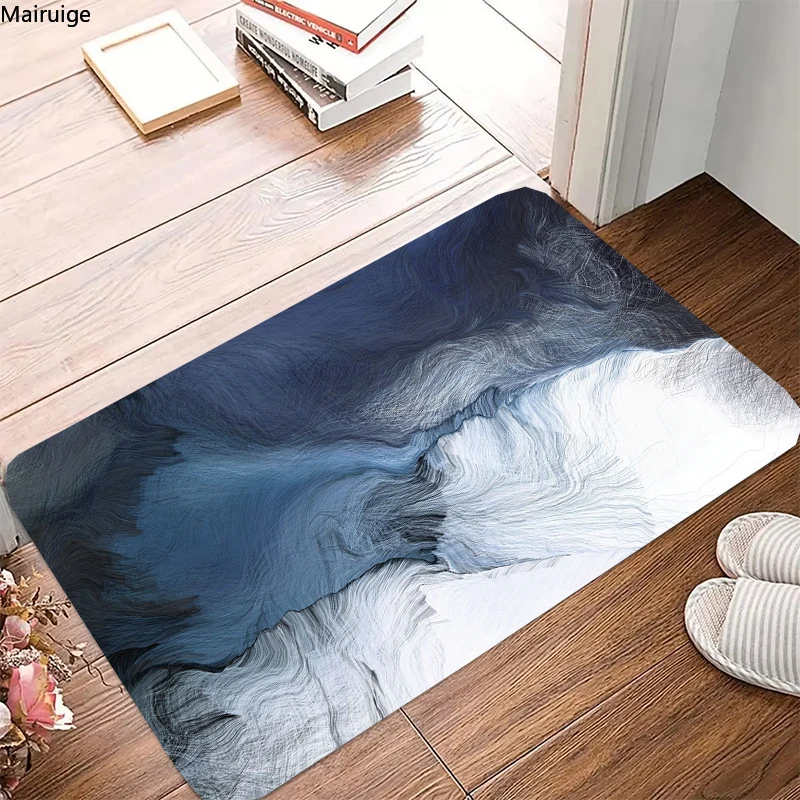 Abstract Blue Marble Printed Kitchen Bath Entrance Door Mat Carpet For Floor Indoor Soft  Anti-wrinkle Non-slip Rug Home Decor