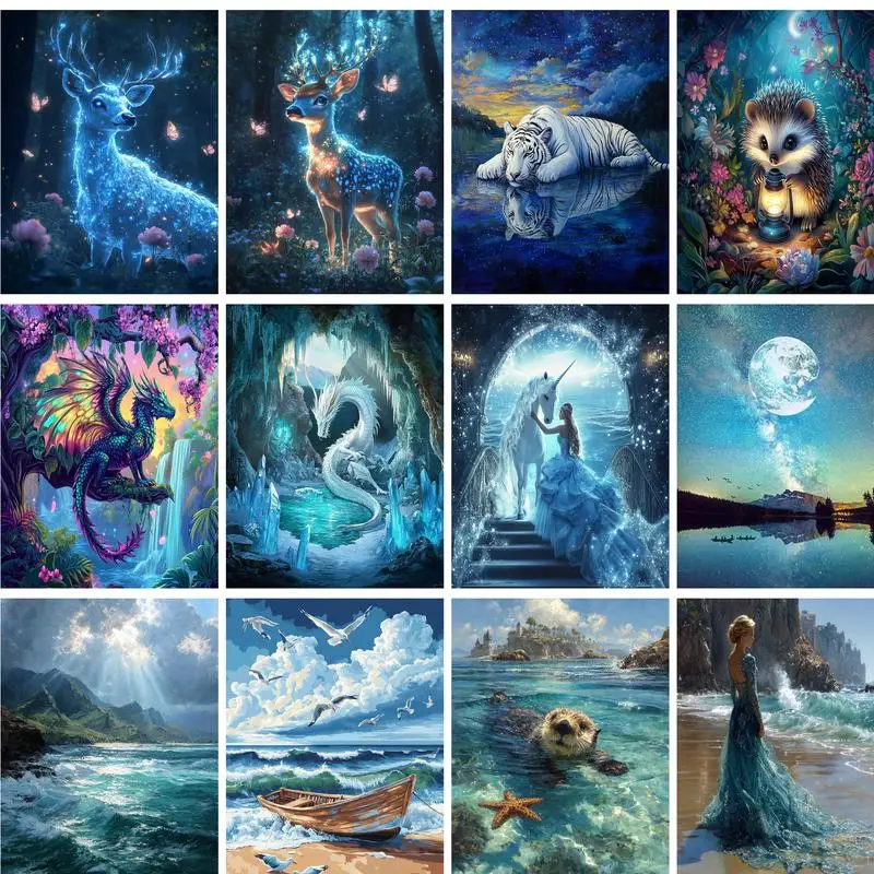 

GATYZTORY Acrylic Painting By Numbers With Frame Pictures On Numbers Animals Canvas Painting Gift For Adults Wall Decors Crafts