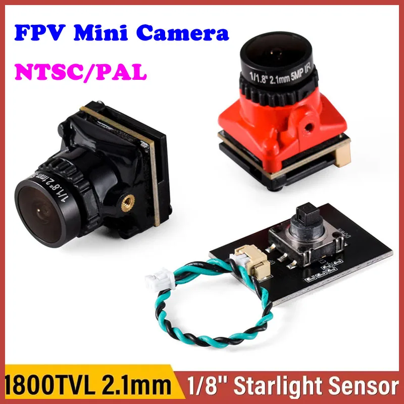 New FPV Camera 1800TVL 5MP 2.1mm 1/8'' inch Starlight Sensor 5V-40V NTSC/PAL with OSD Internal for RC FPV Racing Drone DIY Parts