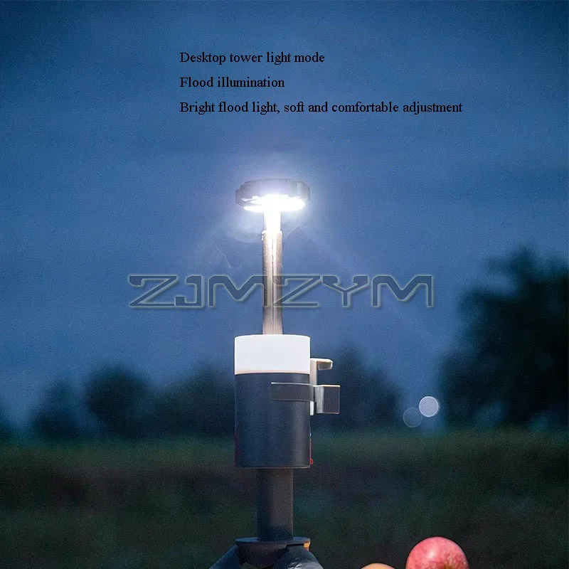 6000Mah Telescopic Camping Light โคมไฟแบบชาร์จไฟได้หรี่แสงได้แบบพกพาเต็นท์แขวนโคมไฟอัตโนมัติขาตั้งสามเหลี่ยม