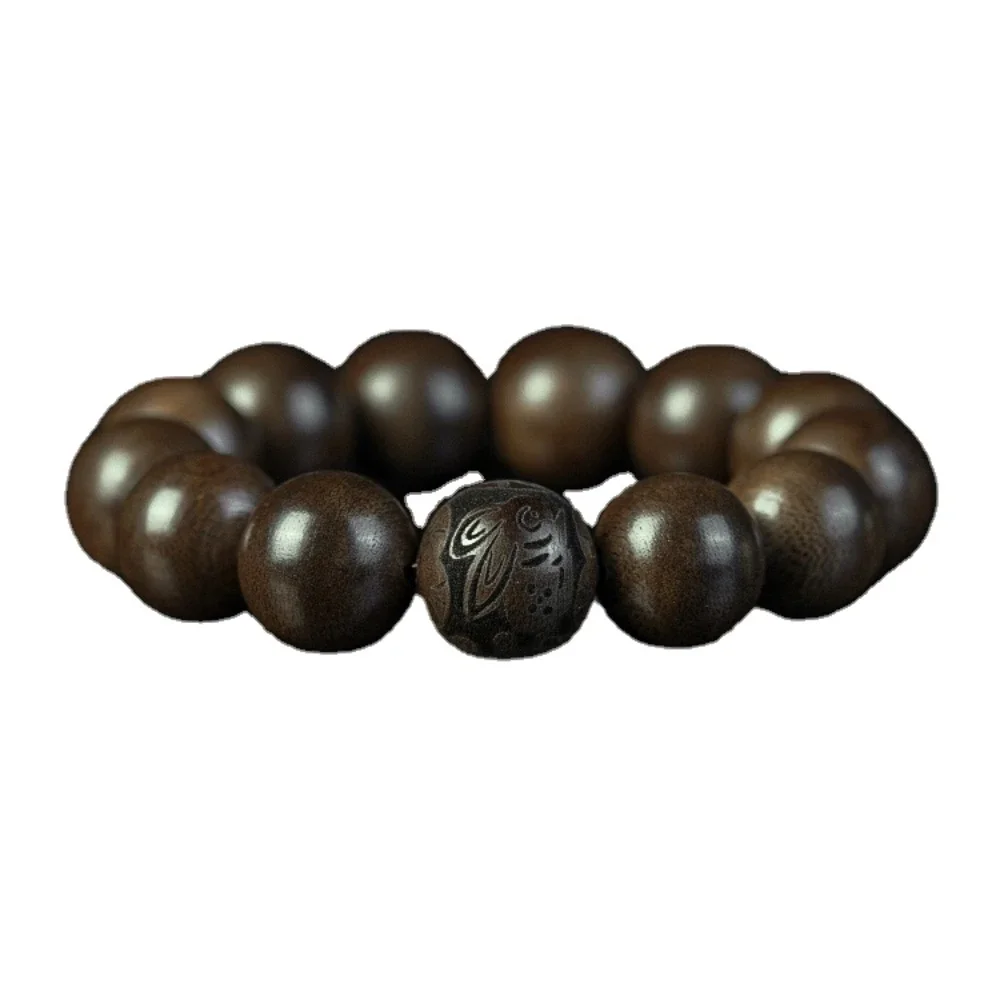 

Vietnam Agarwood Bracelet Ninth Submerged Type Zodiac Ebony High-End Buddha Beads Amusement Article Bracelet Men