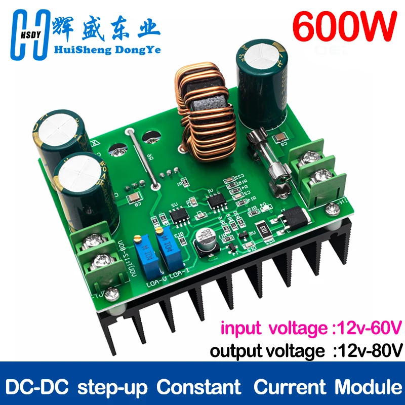 Convertisseur de suralimentation DC-DC 600W 10V-60V à 12V-80V 10A Step Up Power Supply Tech Tension de courant constante réglable