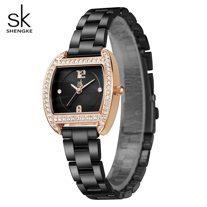 Shengke Black Color Watch Women Watches Ladies Elegant Quartz Wrist Watches Female Gift Clock Relogio Feminino Montre Femme