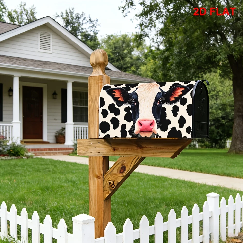 1pc Cow themed mailbox cover with black and white cow, suitable for outdoor mailbox decoration for daily use, yards and gardens