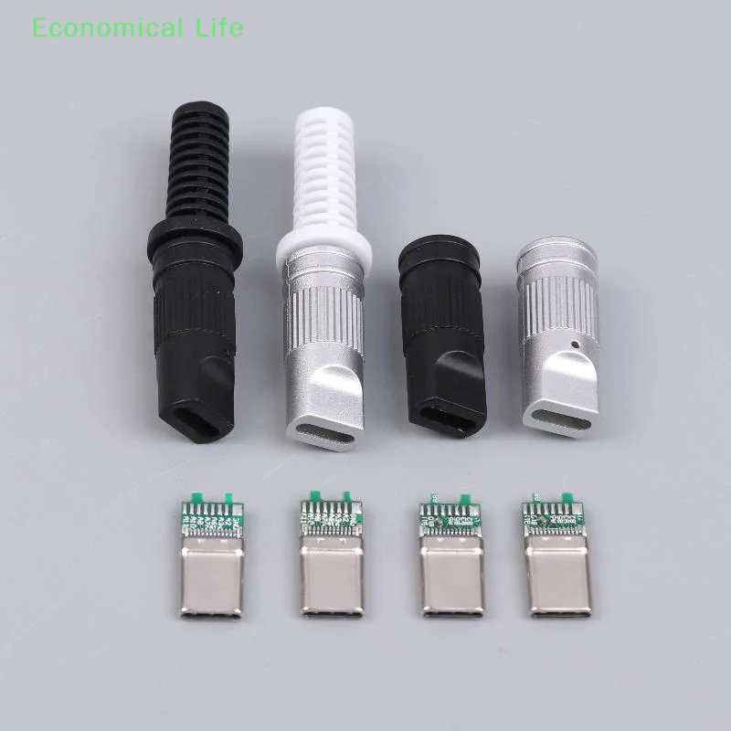 2/5Pcs USB3.1 24Pin Type-C Male 5 Solder Joints For Mobile Phone Fast Charging C To C With CC Solder Pad Repair DIY Data Plug