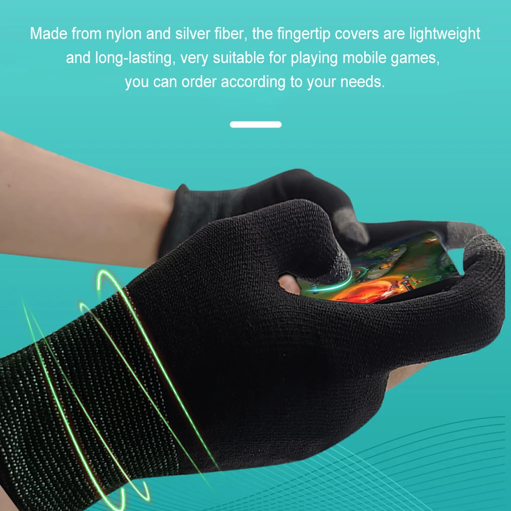 1 Pair Gaming Fingertips Sleeves Sweat-proof Controller Touch Screen Gloves Breathable Sensitive Hand Cover Protectors